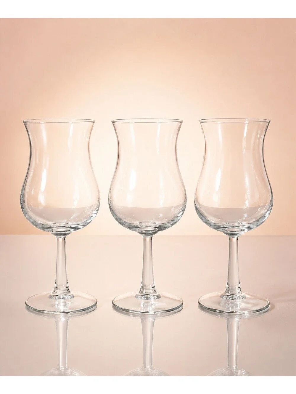 Luminarc France 1970s Set Of 3 Hurricane Goblets Clear Glass, 2.75x7.5”